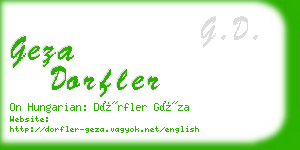 geza dorfler business card